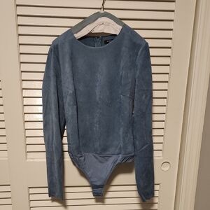 Marciano Light Blue Suede-Texture Bodysuit